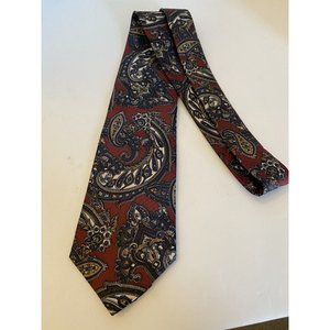 Elizabeth Nell Gravatte paisley navy burgundy neck tie Made in USA